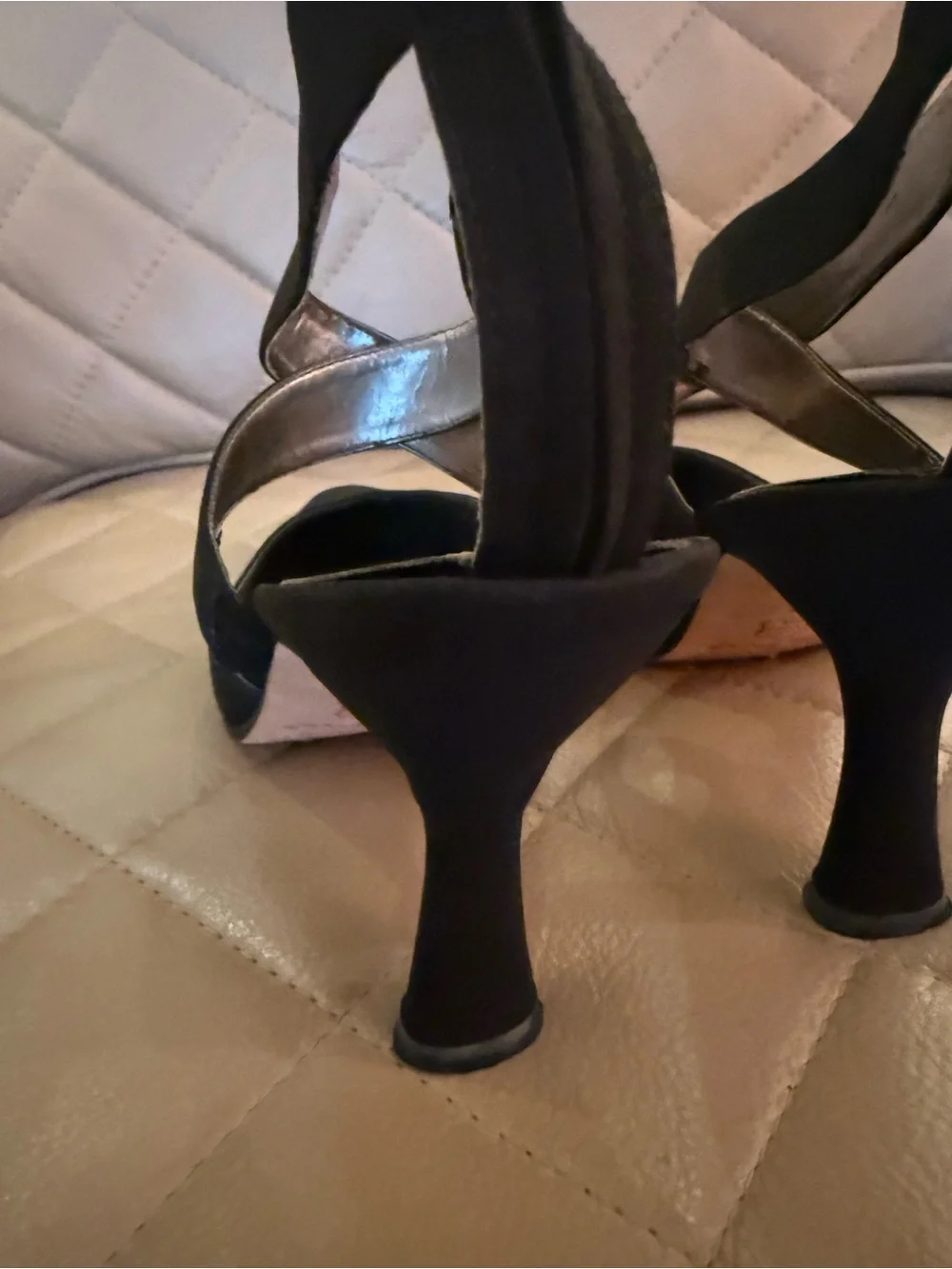Nina Black Pointed Slingback Pumps with Ankle Strap